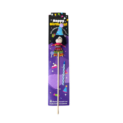 Birthday Worry Doll Cake Topper with Candle
