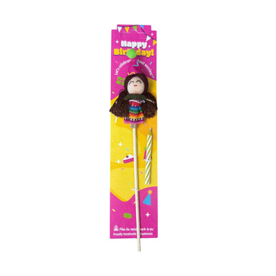 Birthday Worry Doll Cake Topper with Candle