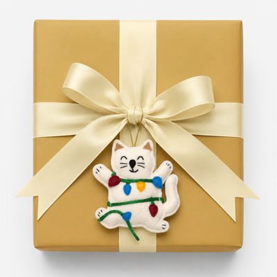 Tangled in Lights Cat Ornament