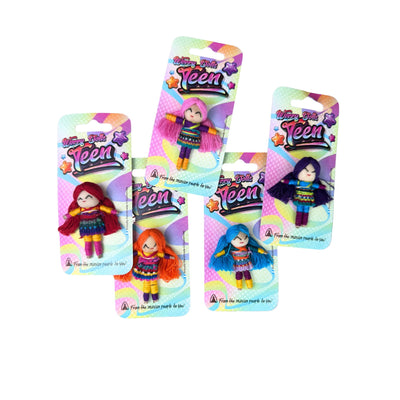 Color Pop Teen Guatemalan Worry Dolls Set of 24 with Stand