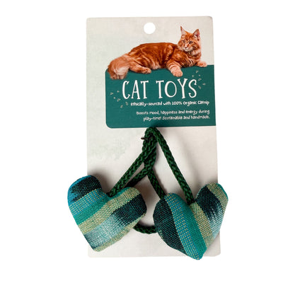 Organic Catnip Double Heart Cat Toy Green