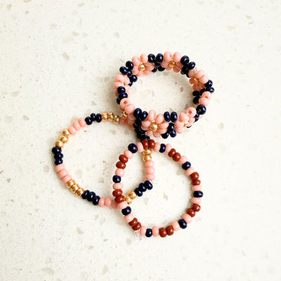 Sangria Seed Bead Rings - Set of 3