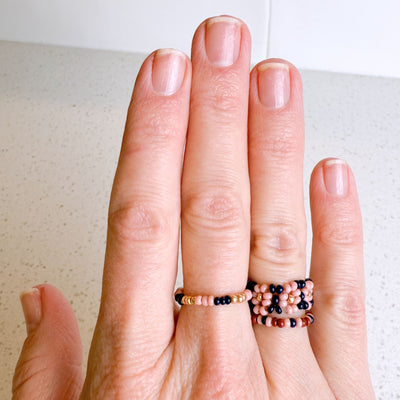 Sangria Seed Bead Rings - Set of 3