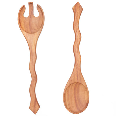 Curvy Macawood Salad Servers