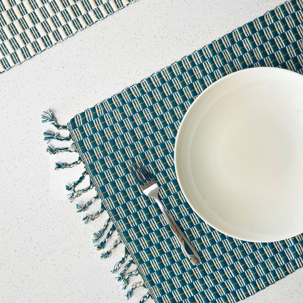 Turquoise Honeycomb Woven Placemat