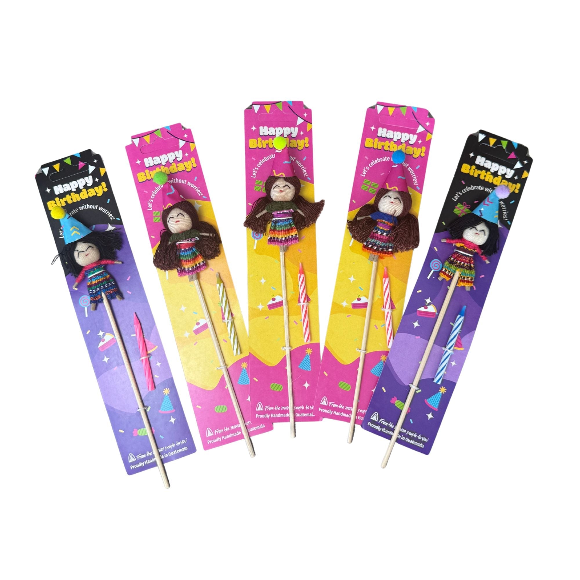 Birthday Worry Doll Cake Topper with Candle