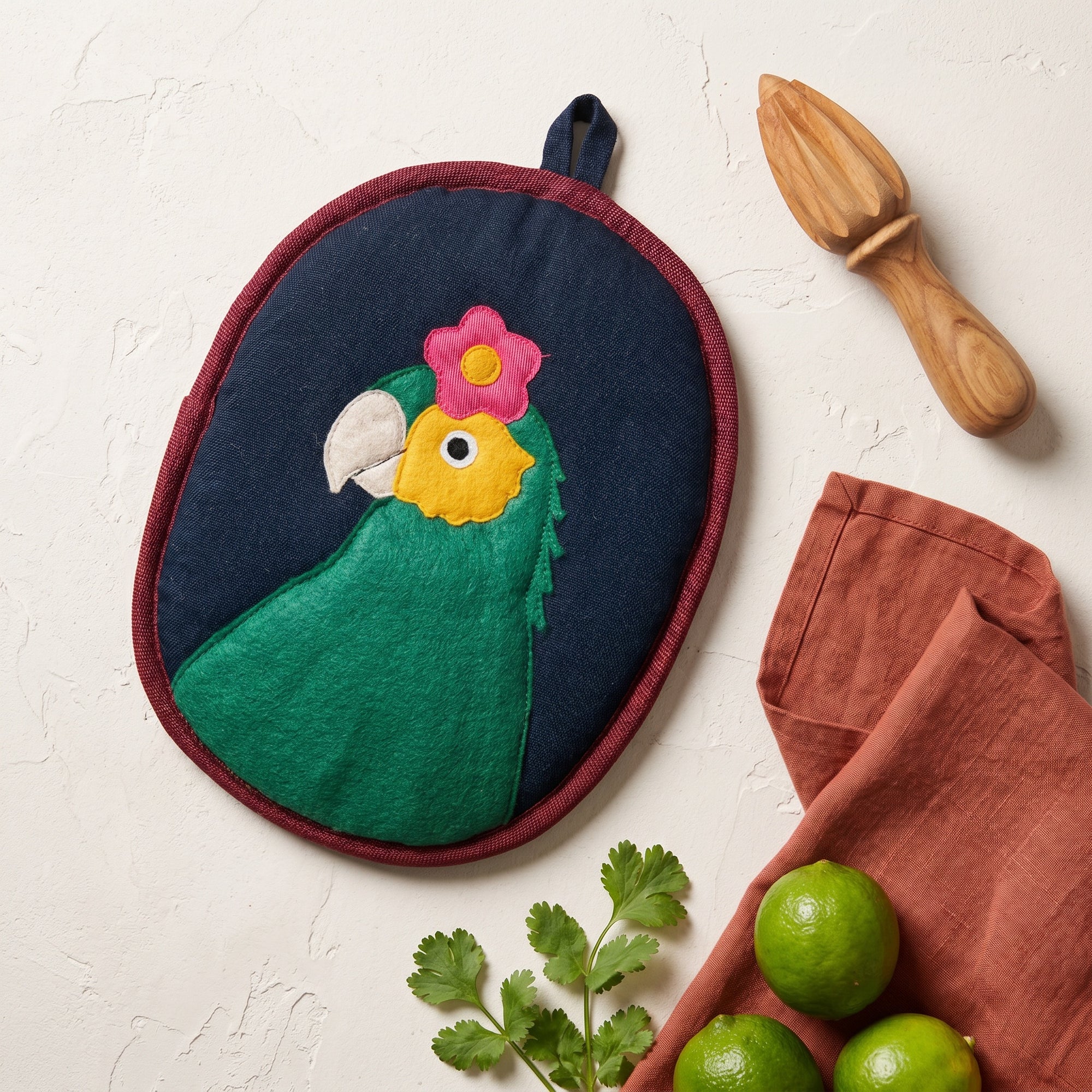 Bonito the Parrot Potholder - Frida-Inspired Kitchen Decor