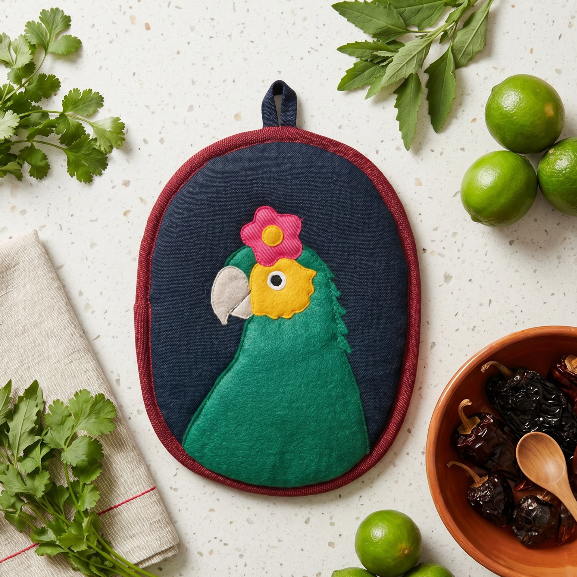 Bonito the Parrot Potholder - Frida-Inspired Kitchen Decor