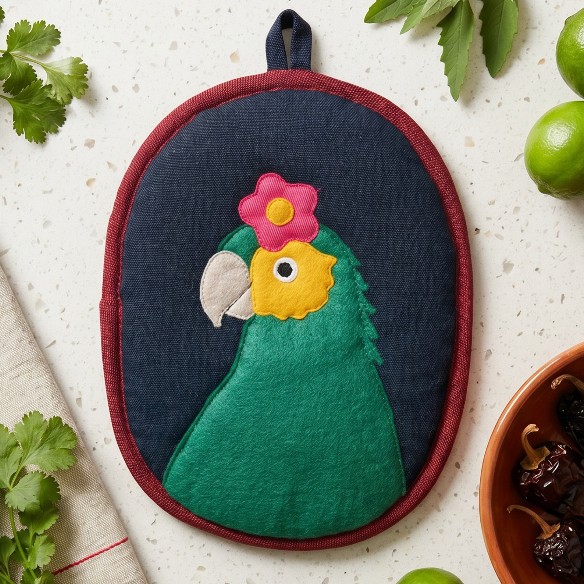 Bonito the Parrot Potholder - Frida-Inspired Kitchen Decor