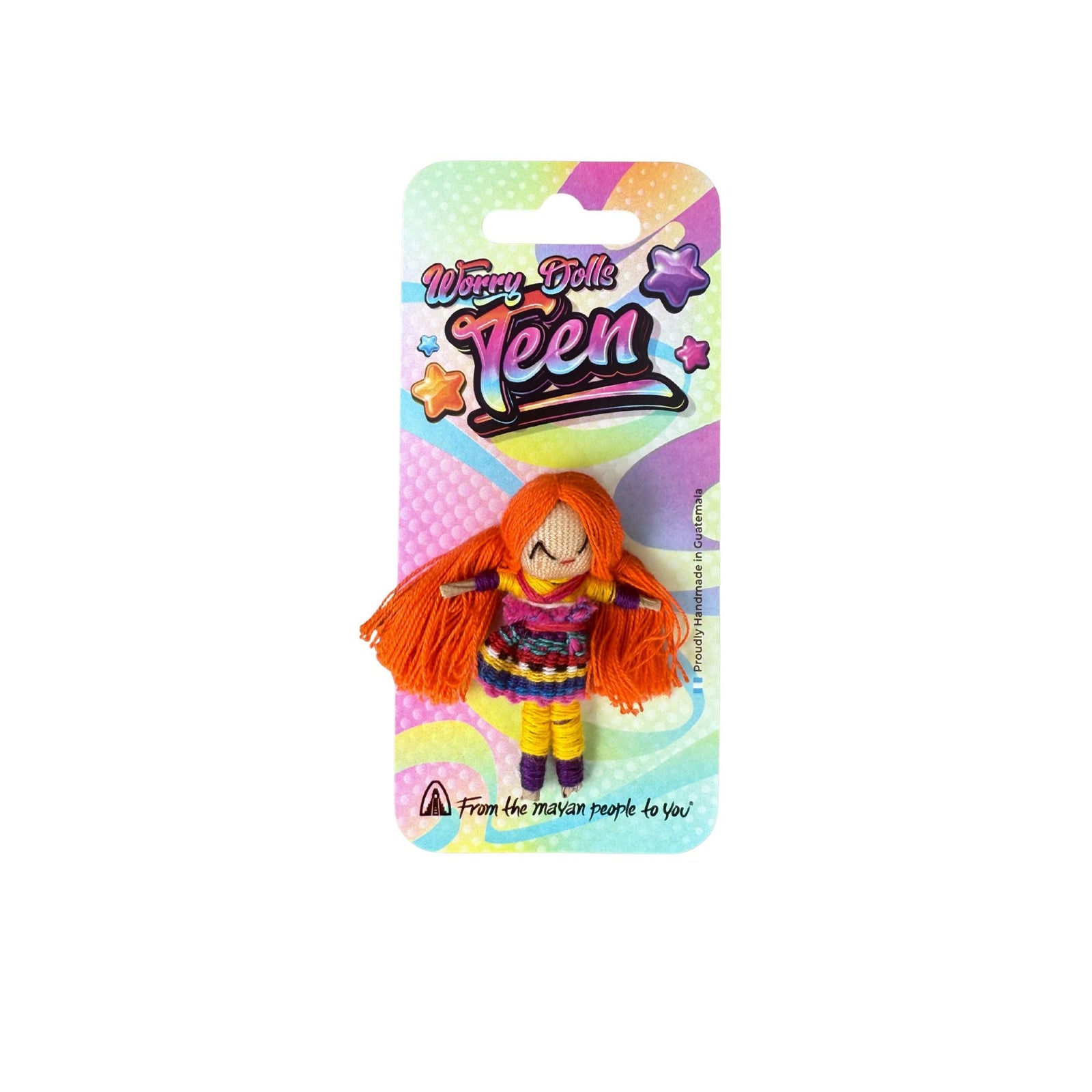 Color Pop Teen Guatemalan Worry Dolls Set of 24 with Stand