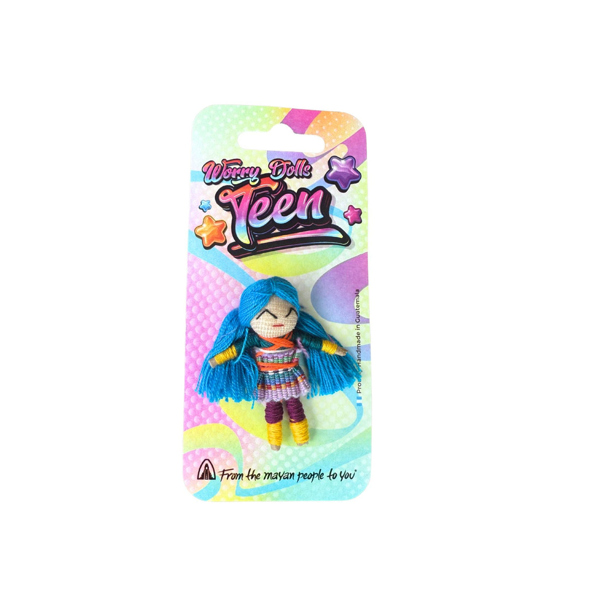 Color Pop Teen Guatemalan Worry Dolls Set of 24 with Stand