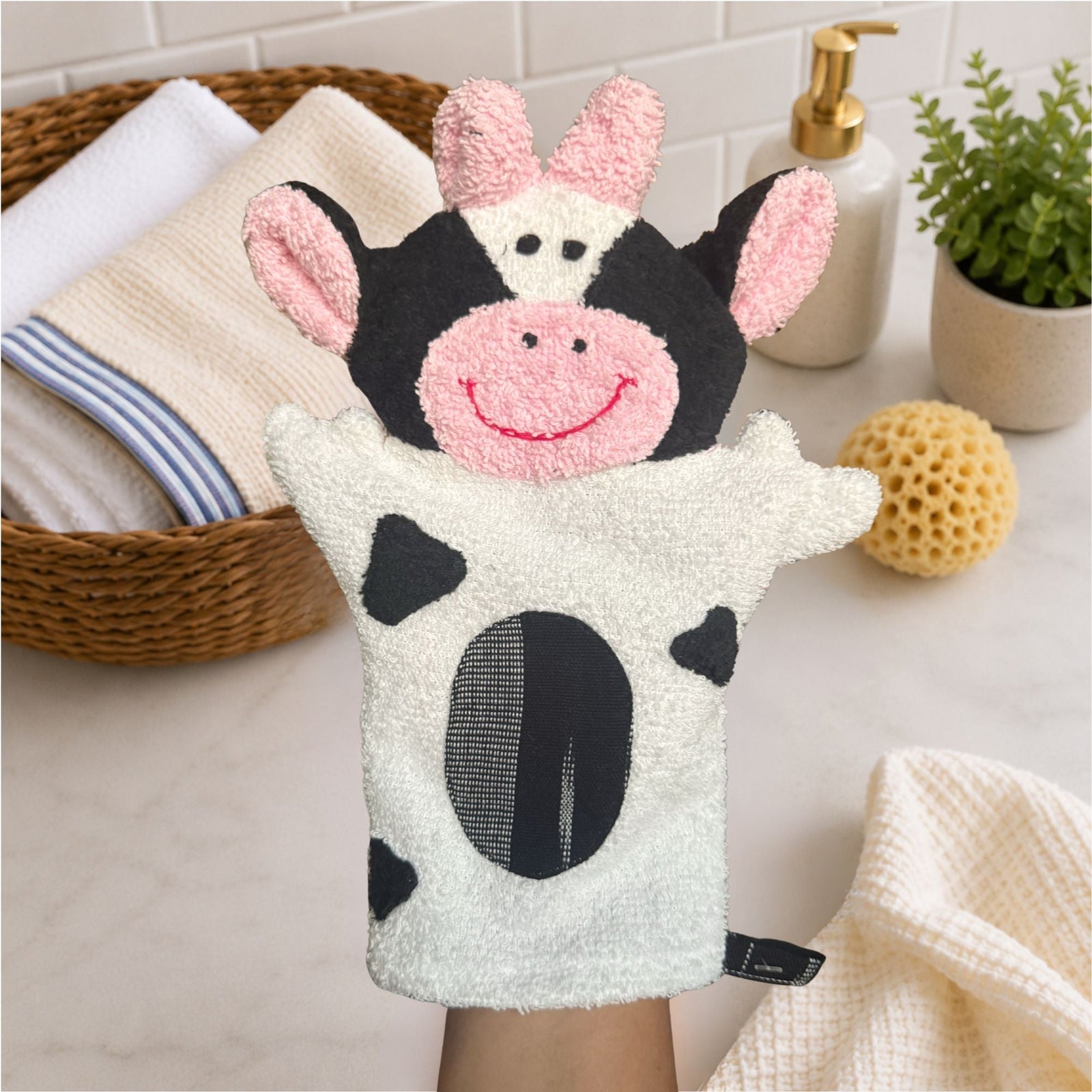 Cow Puppet Washcloth