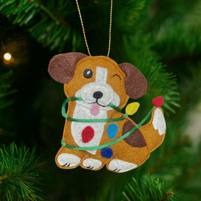 Tangled in Christmas Lights English Bulldog Ornament