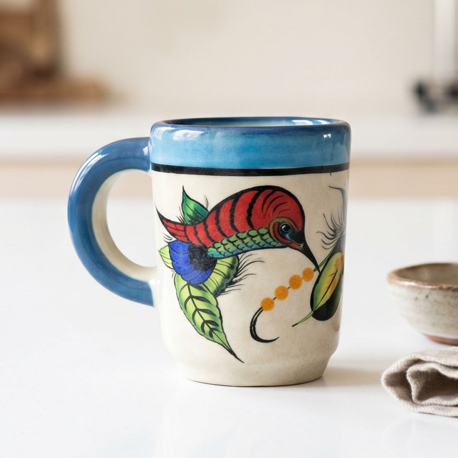 Guatemalan Hand-Painted Hummingbird Ceramic Espresso Mug