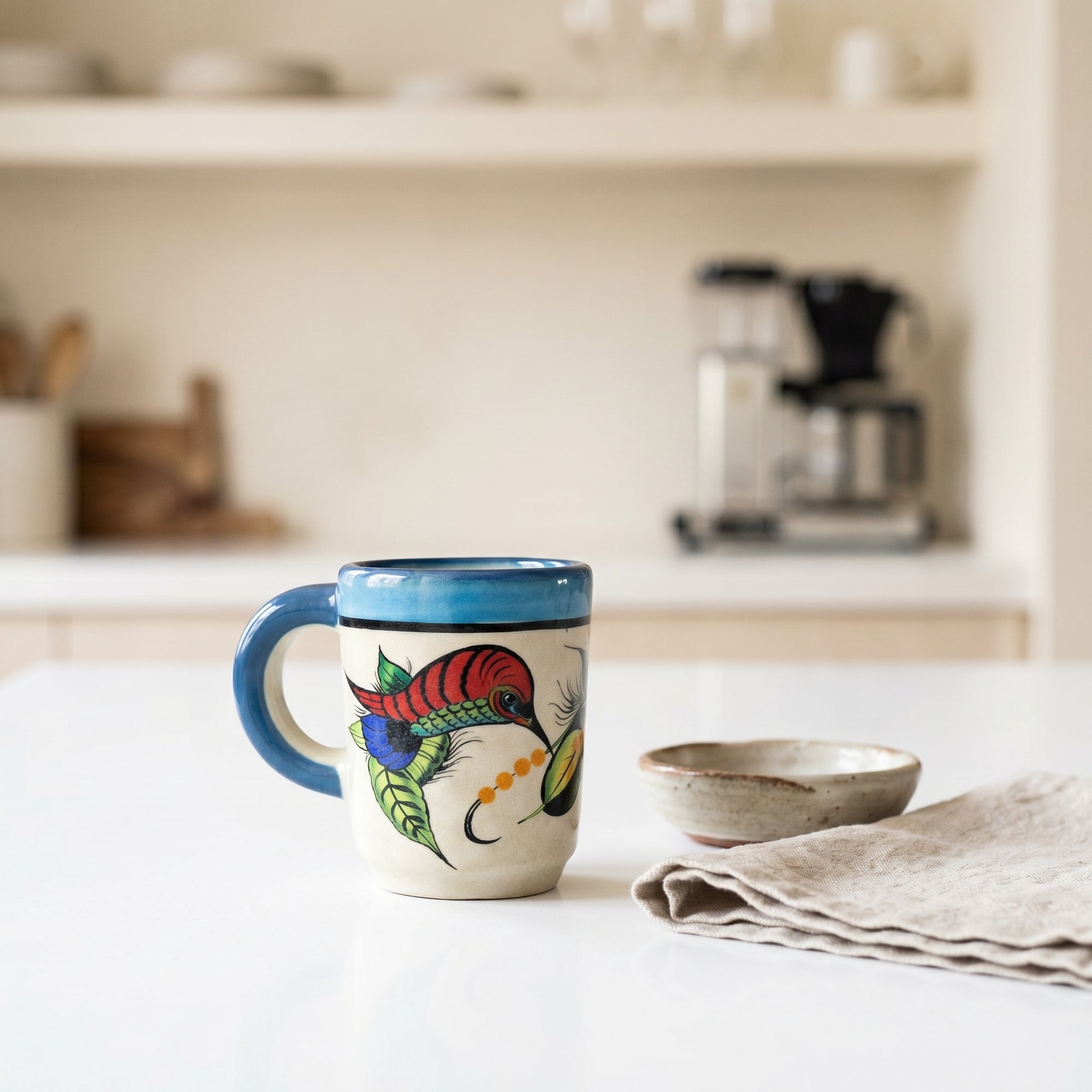 Guatemalan Hand-Painted Hummingbird Ceramic Espresso Mug
