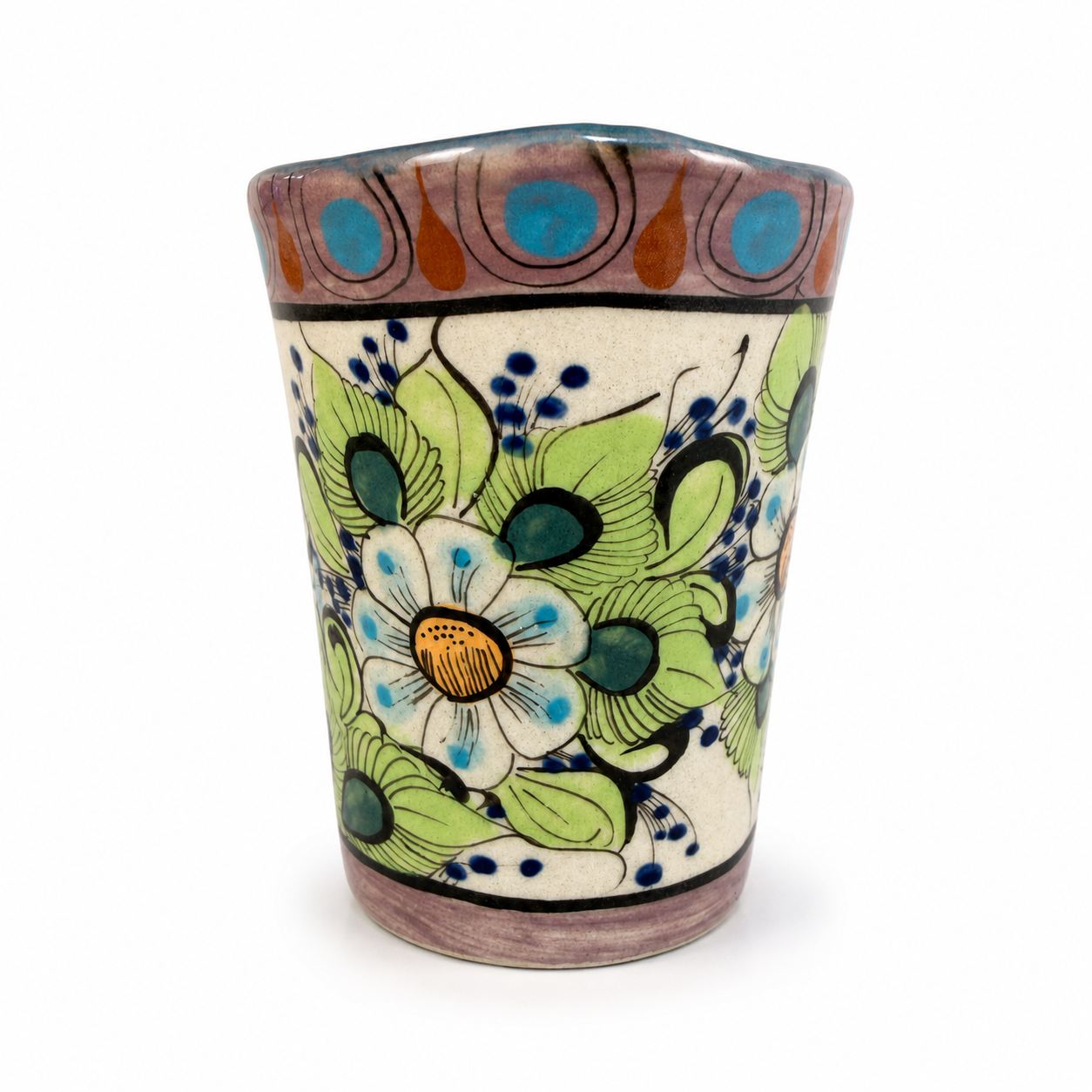 Floral Hummingbird Vase – Hand-Painted Guatemalan Ceramic
