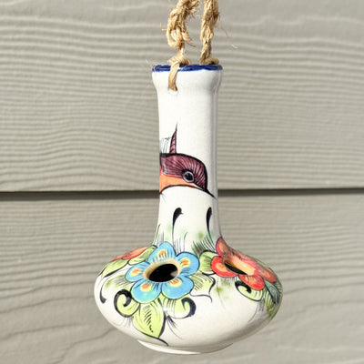 Guatemalan Hand-Painted Ceramic Hummingbird Feeder