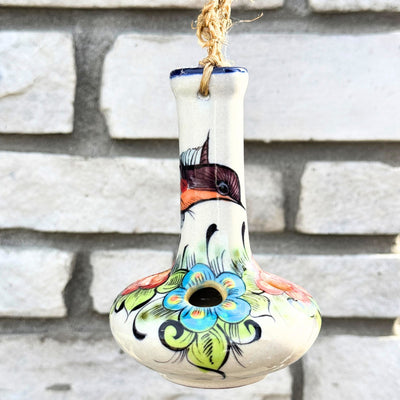 Guatemalan Hand-Painted Ceramic Hummingbird Feeder