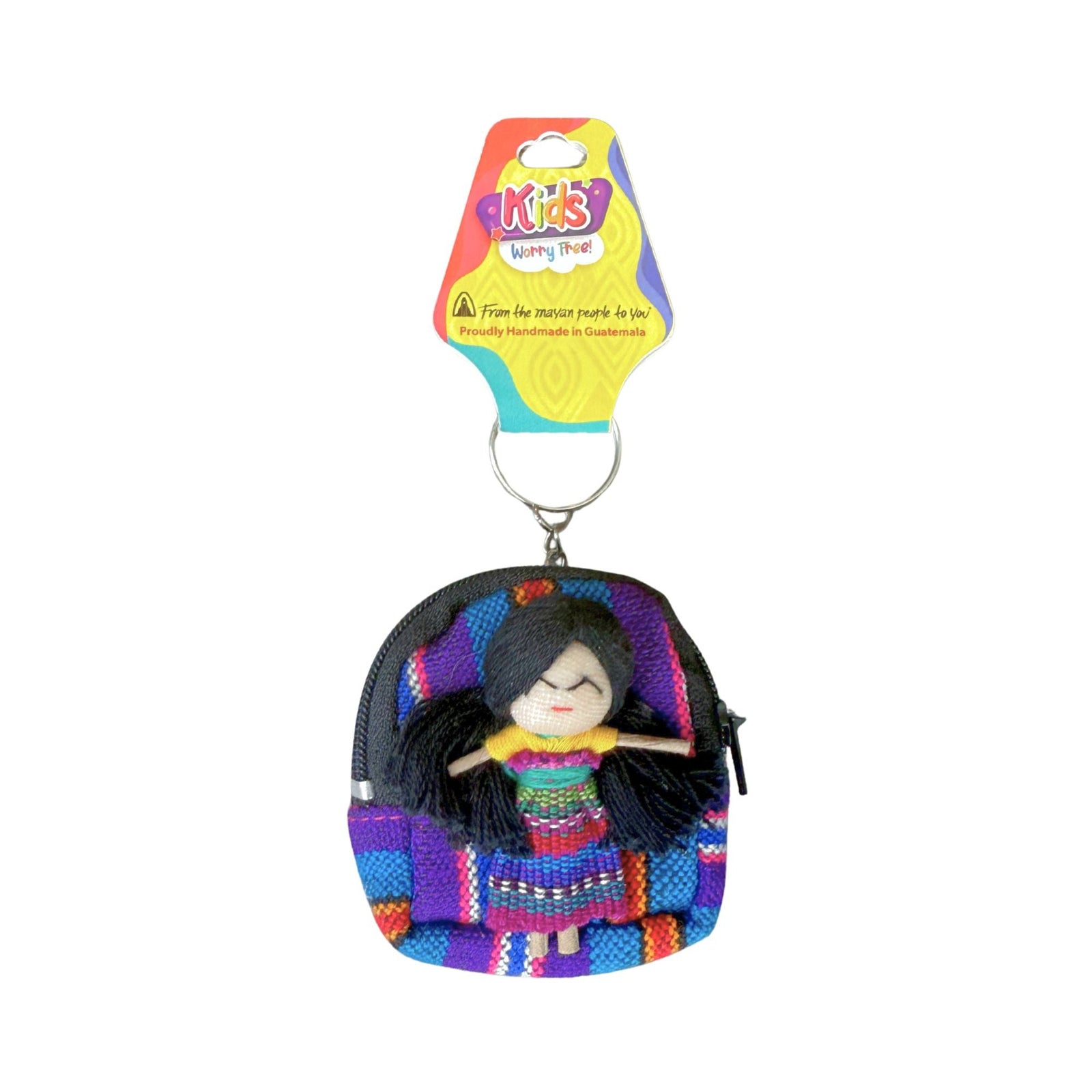 Guatemalan Worry Doll Backpack Charm & Keychain