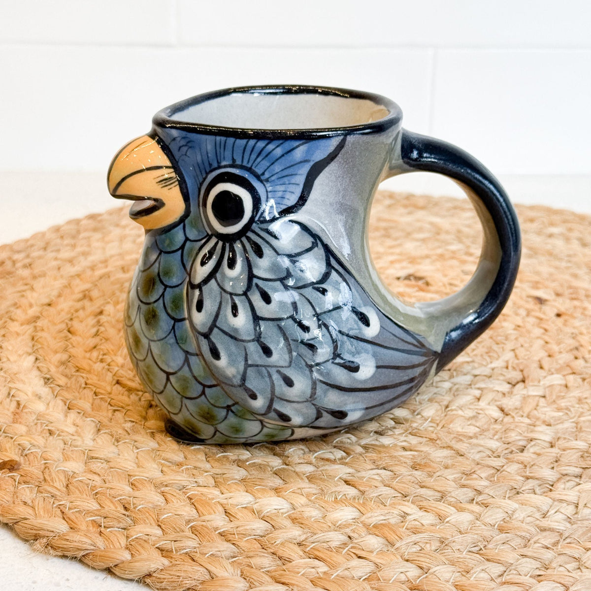 Guatemala Hand-Painted Ceramic Bird Mug