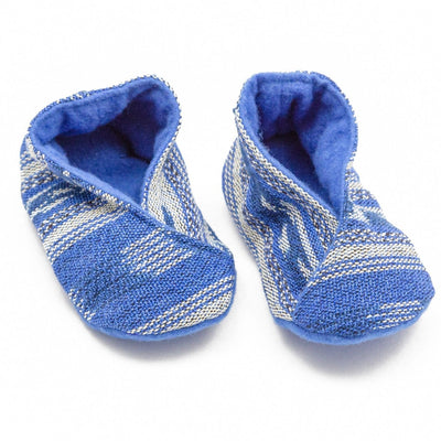 Fair Trade Handwoven Baby Booties Blue Jaspe