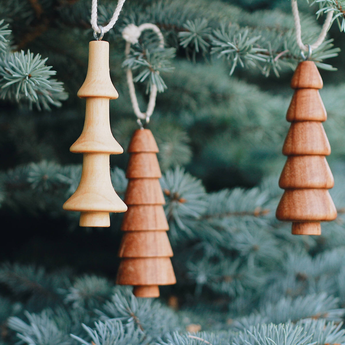 Reclaimed Wood Tree Ornaments - Set of 3