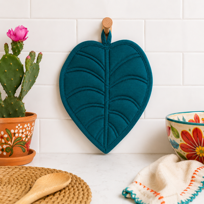 Jade Garden Leaf Potholder - Frida-Inspired Kitchen Decor