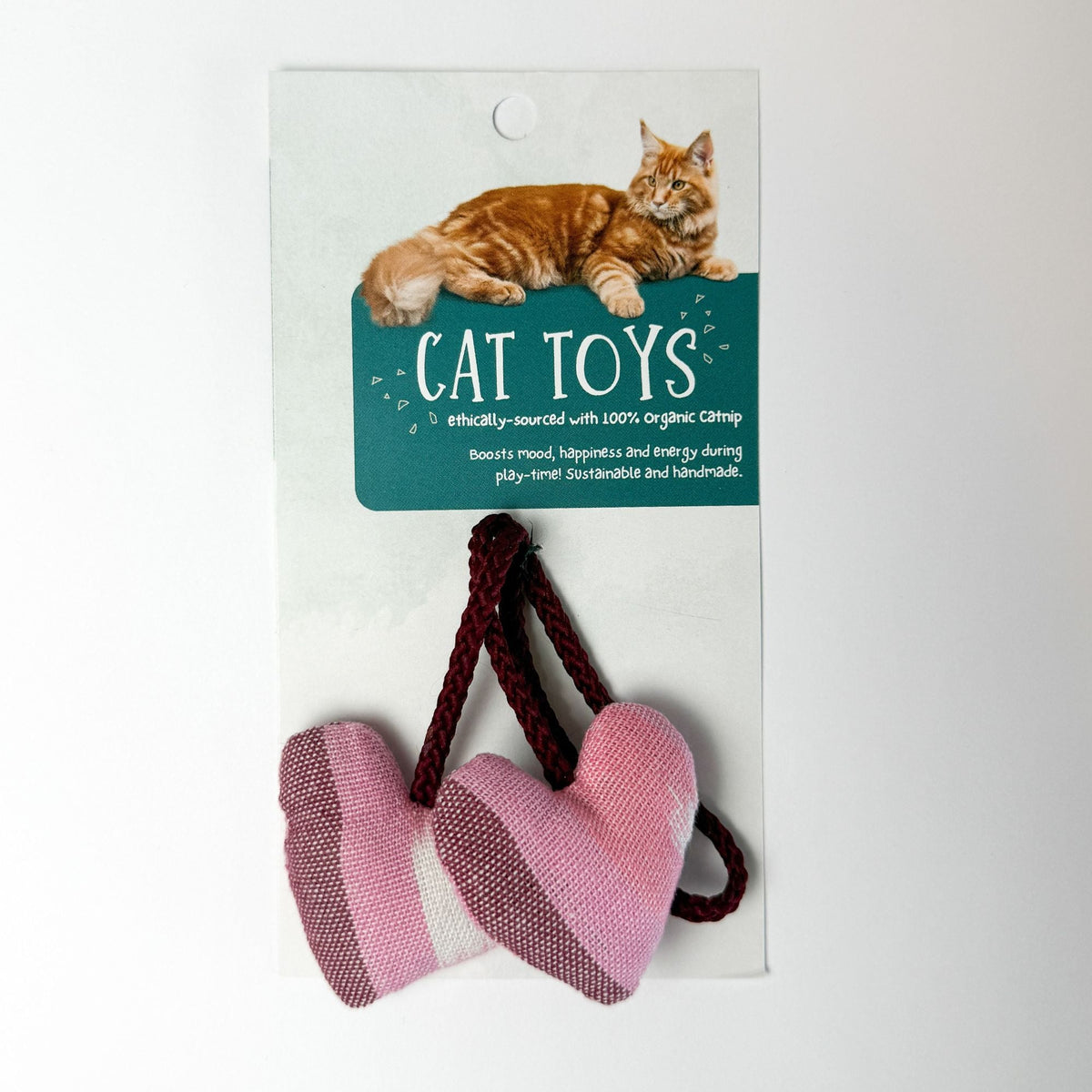 Organic Catnip Double Heart Cat Toypink