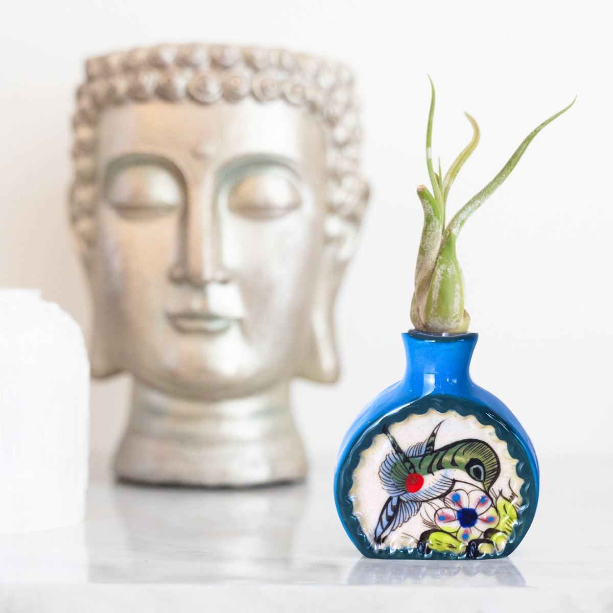 Hand-Painted Hummingbird Bud Vase