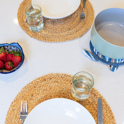 Reclaimed Clear Glass Tall Tumblers – Set of 4 On Table