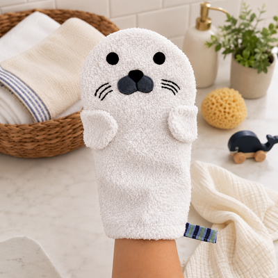 Baby Washcloth Bath Mitt – Pearl the Seal