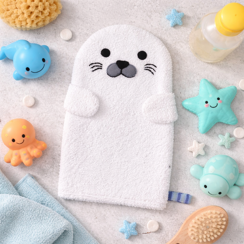 Baby Washcloth Bath Mitt – Pearl the Seal