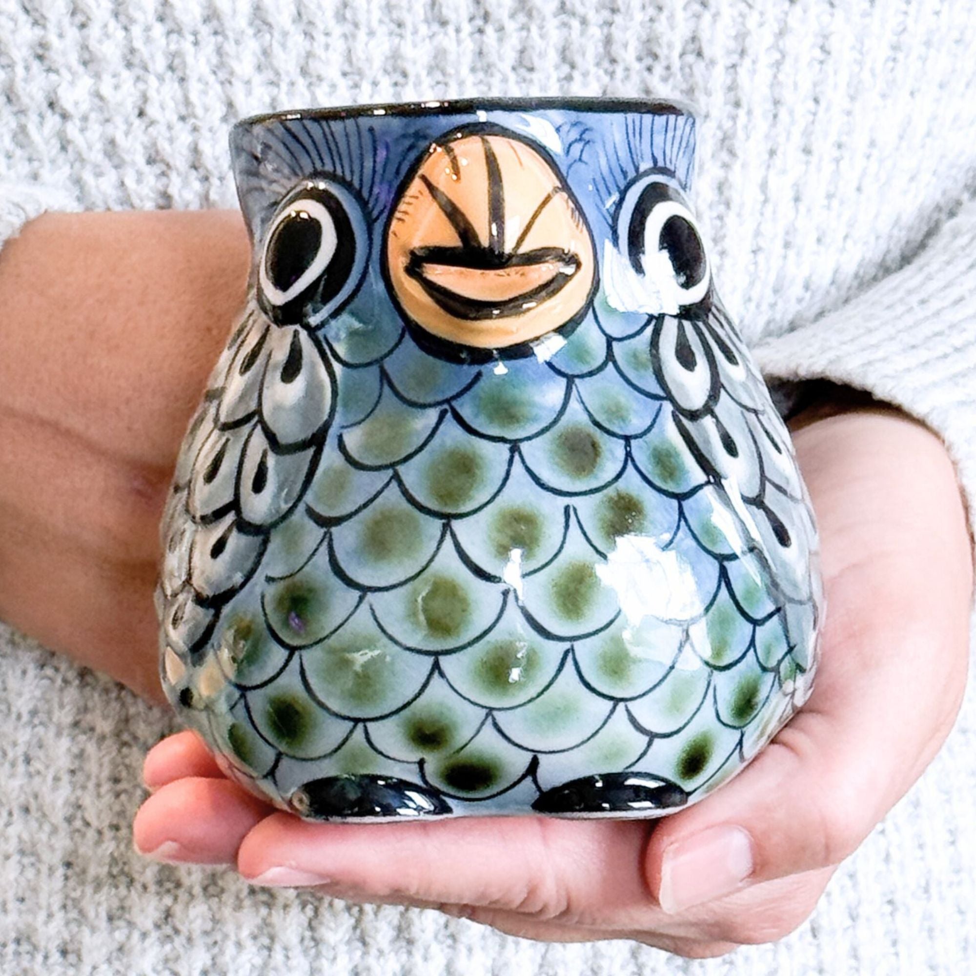 Guatemala Hand-Painted Ceramic Bird Mug