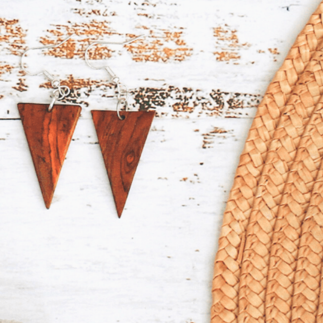 Wood Triangle Earrings