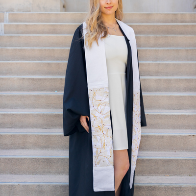 White and Gold Contemporary Clergy Stole