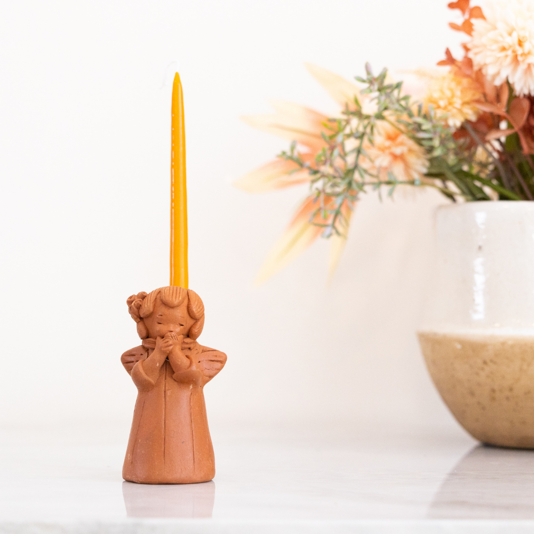 Blushing Angel Terracotta Candle Holder