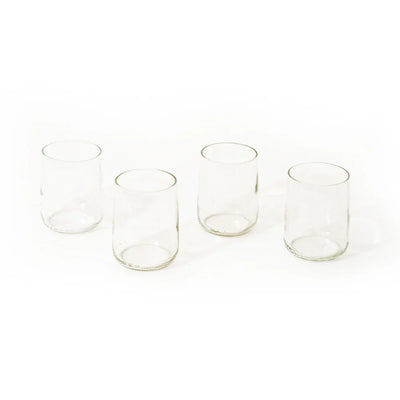 Reclaimed Clear Glass Short Tumblers – Set of 4