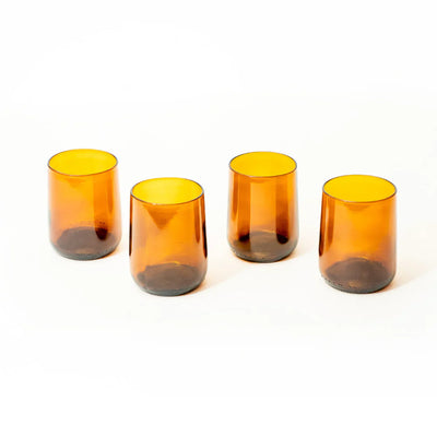 Reclaimed Amber Glass Short Tumblers – Set of 4