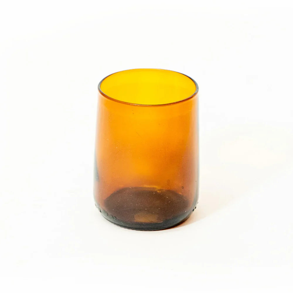 Reclaimed Amber Glass Short Tumblers – Set of 4