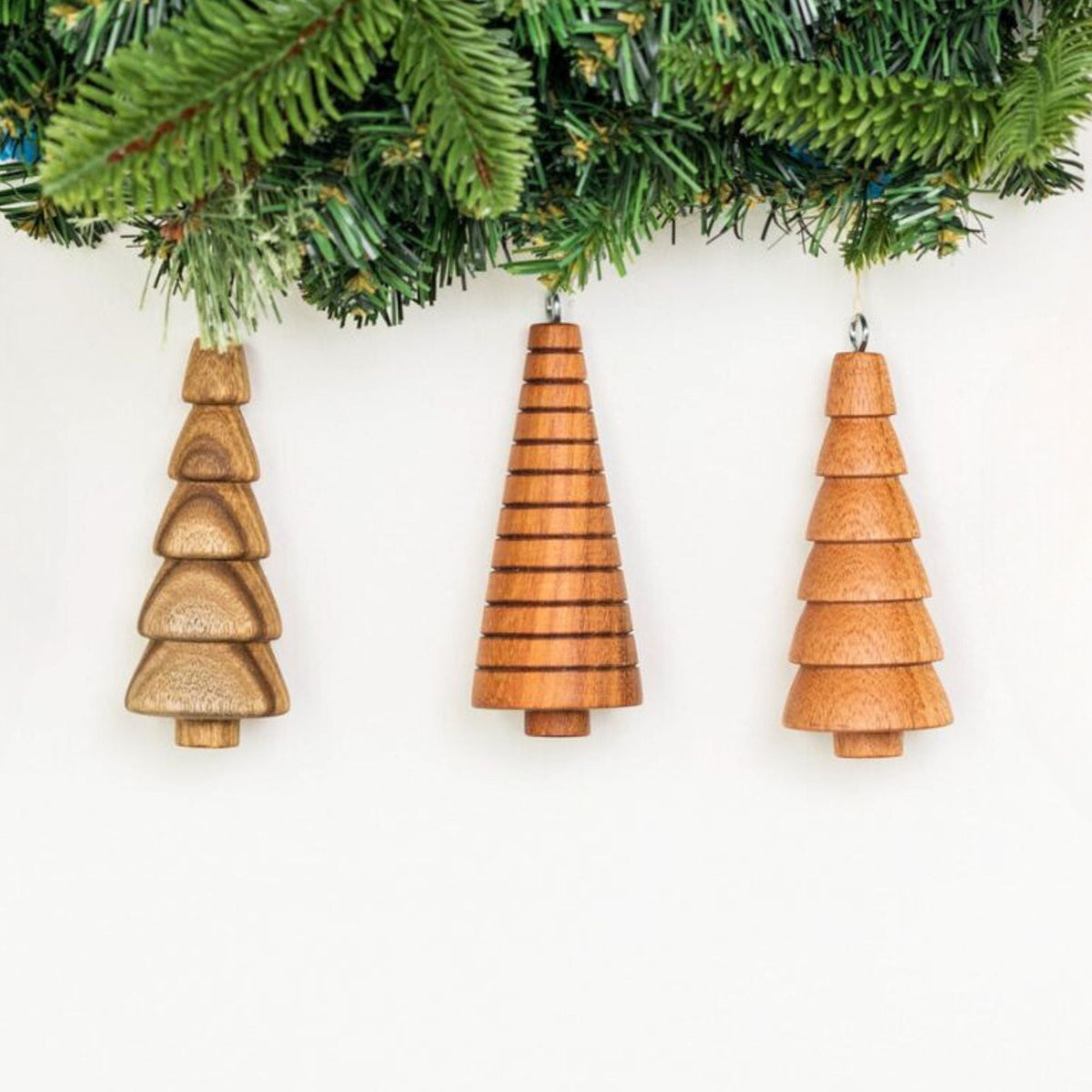 Reclaimed Wood Tree Ornaments - Set of 3