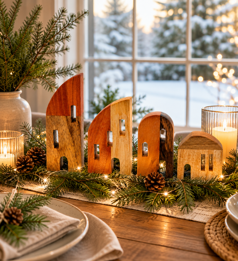 Modern Wood Christmas Village