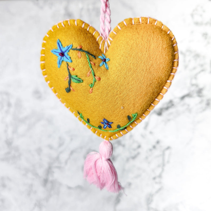 Guatemalan Embroidered Heart Ornament