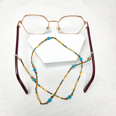 Turquoise and Bronze Beaded Eyeglass Holder