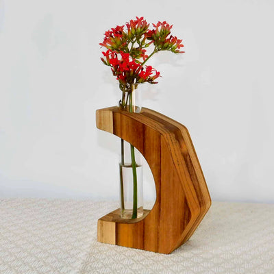 Teak Crescent Propagation Vase