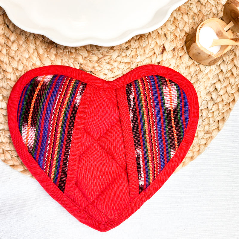 Guatemalan Festive Heart Potholder