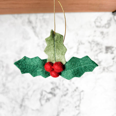 Felt Holly Ornament