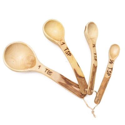 Hand Carved Wood Measuring Spoon Set