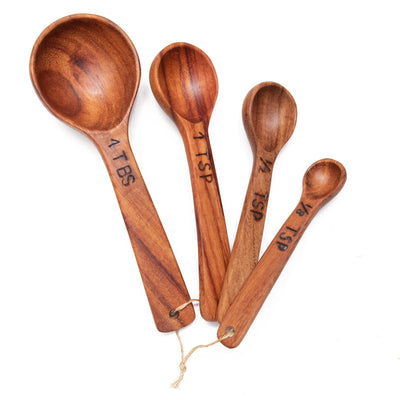 Hand Carved Wood Measuring Spoon Set