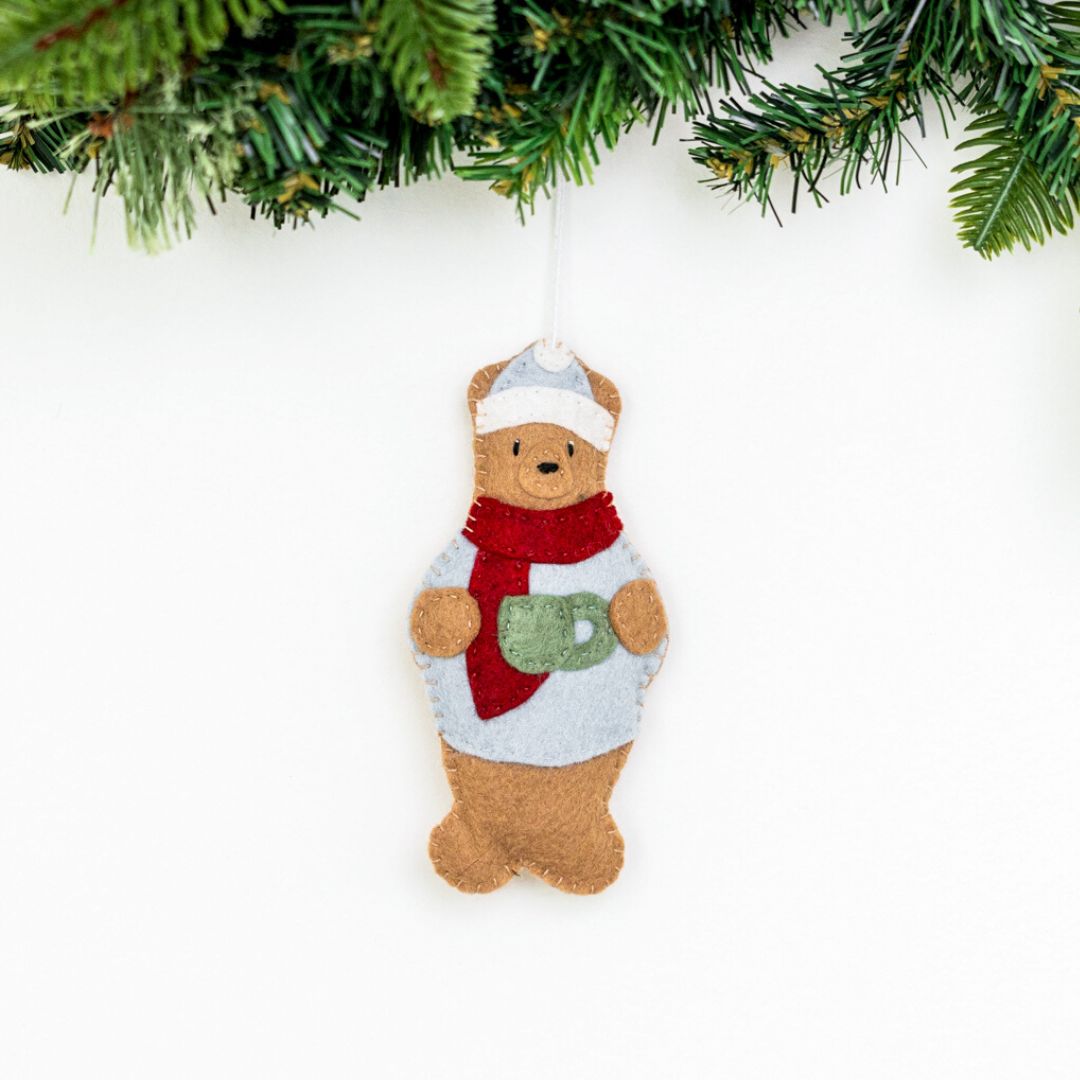 Whimsical Felt Bear Ornament