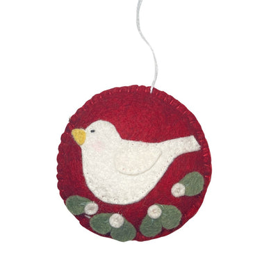 Whimsical Felt Bird Ornament - Red